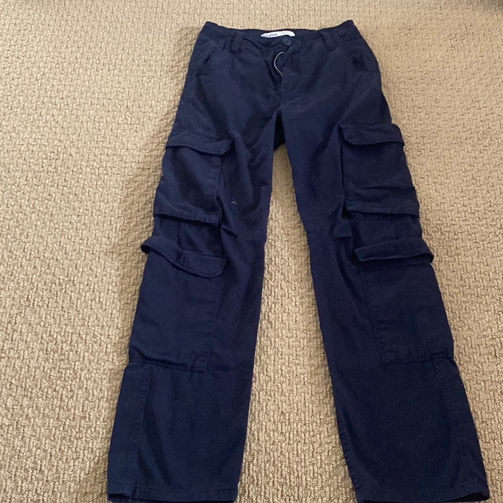 Bershka navy blue cargo jeans